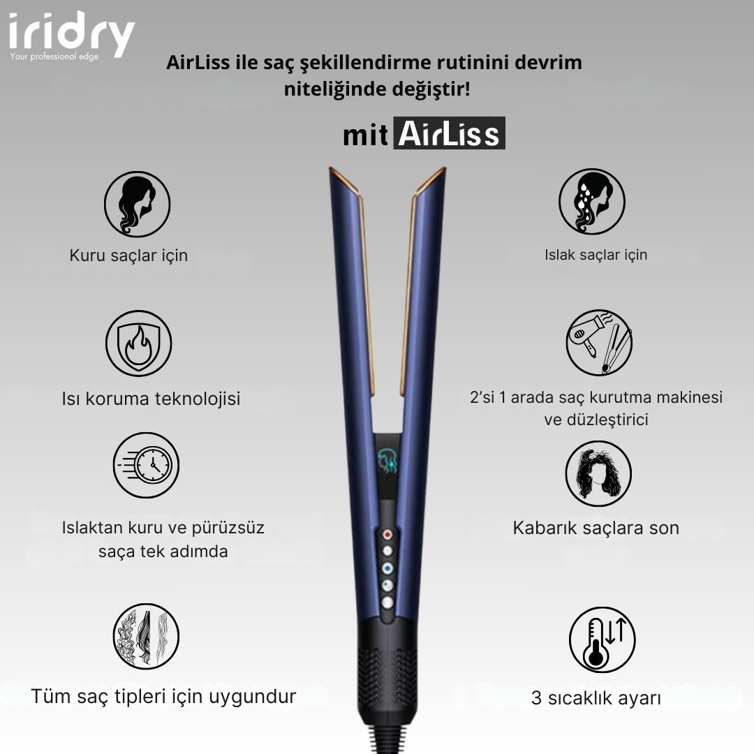 Iridry™ AirLiss Pro | 2’si 1 Arada Saç Düzleştirici & Kurutucu