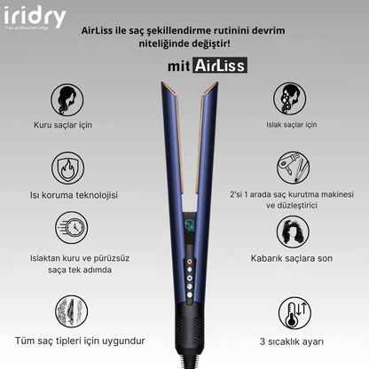 Iridry™ AirLiss Pro | 2’si 1 Arada Saç Düzleştirici & Kurutucu